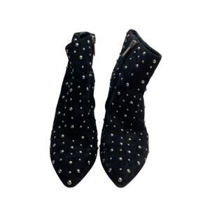 Sam Edelman Roya Black Suede Silver Studded Boots 8